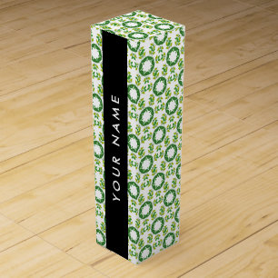 Leaf Pattern, Green Leaves, Your Name Wine Box