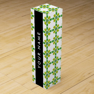 Leaf Pattern, Green Leaves, Your Name Wine Box