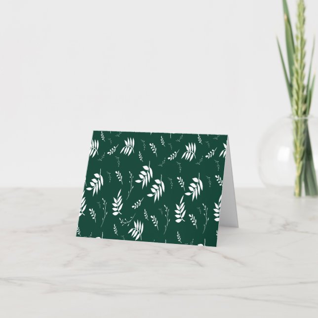 leaf pattern letterpress thank you card (Front)