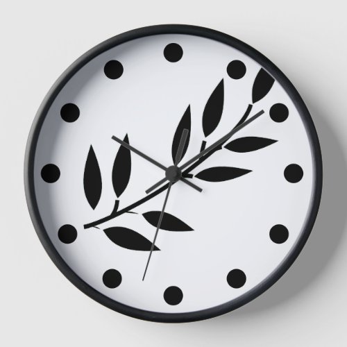 Leaf Pattern Minimal Black White Home Decor Simple Clock