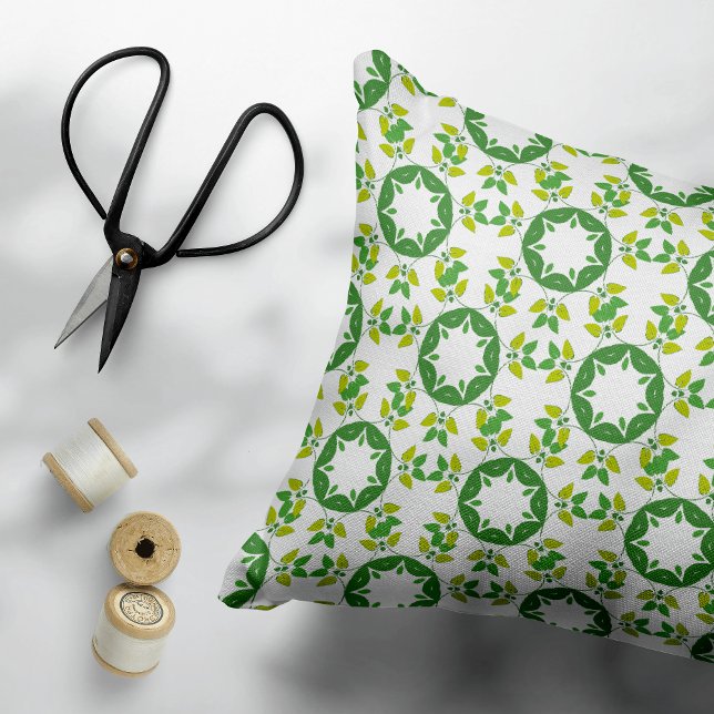 Leaf Pattern, Pattern Of Leaves, Green Leaves Accent Pillow (Creator Uploaded)