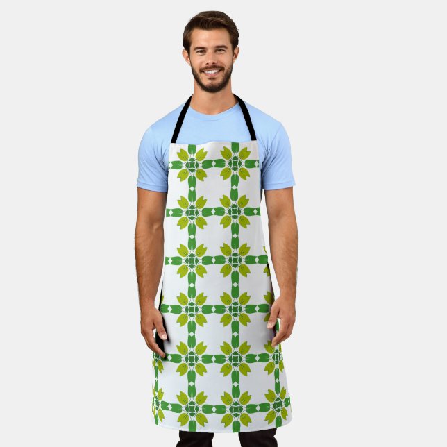 Leaf Pattern, Pattern Of Leaves, Green Leaves Apron (Worn)