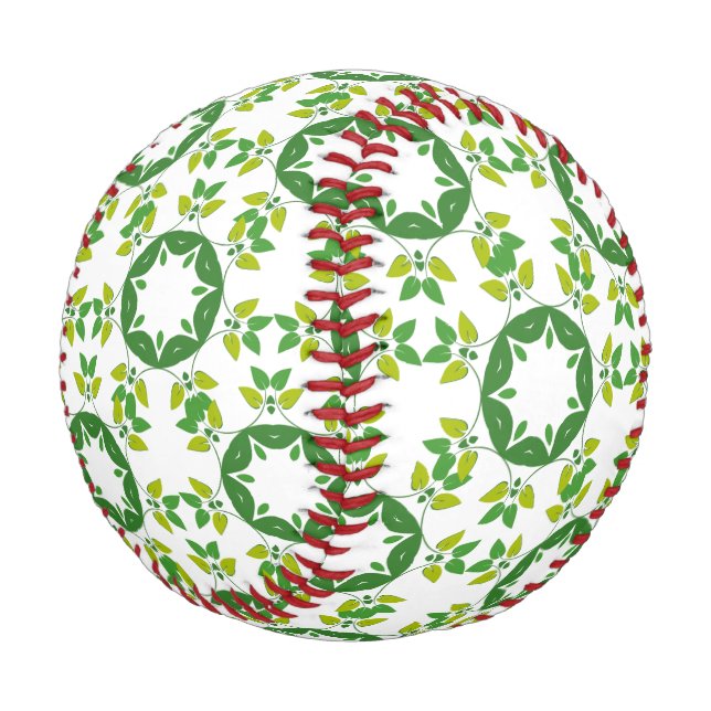 Leaf Pattern, Pattern Of Leaves, Green Leaves Baseball (Angled)