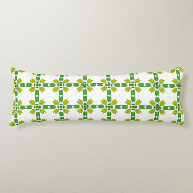 Leaf Pattern, Pattern Of Leaves, Green Leaves Body Pillow (Front)