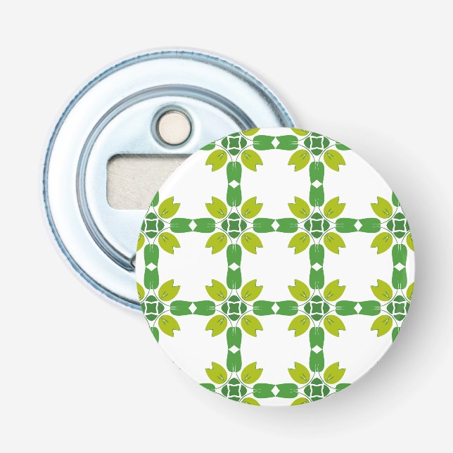 Leaf Pattern, Pattern Of Leaves, Green Leaves Bottle Opener (Front)