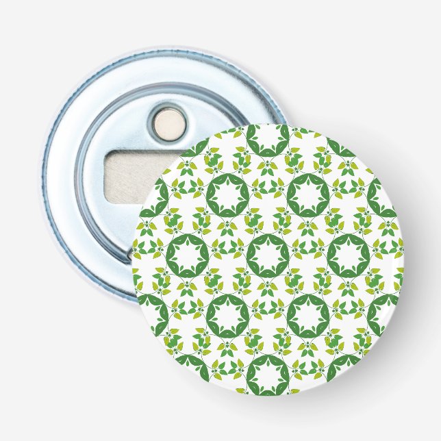 Leaf Pattern, Pattern Of Leaves, Green Leaves Bottle Opener (Front)