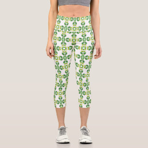 Leaf Pattern, Pattern Of Leaves, Green Leaves Capri Leggings