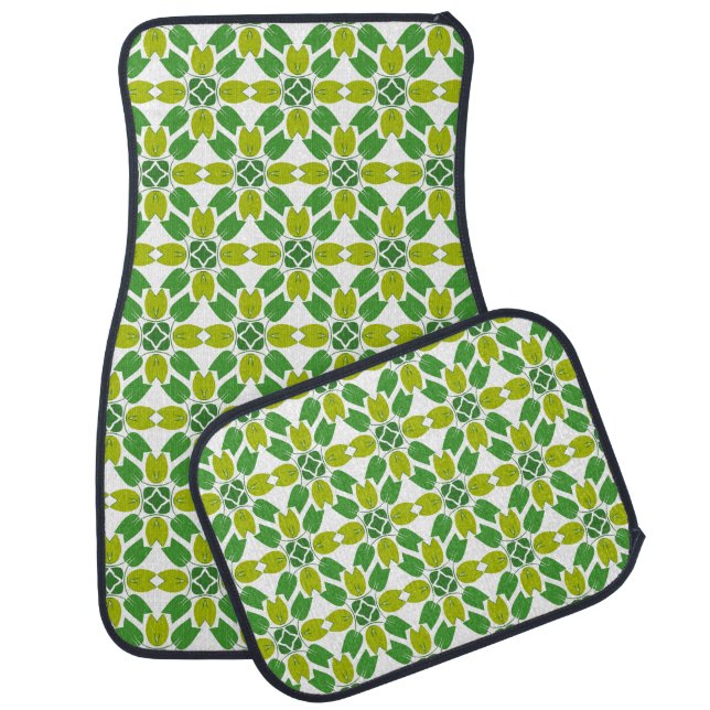 Leaf Pattern, Pattern Of Leaves, Green Leaves Car Floor Mat (Set)