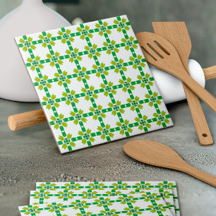 Leaf Pattern, Pattern Of Leaves, Green Leaves Ceramic Tile