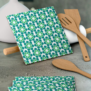 Leaf Pattern, Pattern Of Leaves, Green Leaves Ceramic Tile