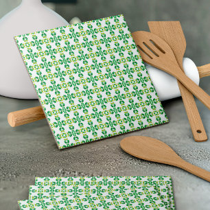 Leaf Pattern, Pattern Of Leaves, Green Leaves Ceramic Tile