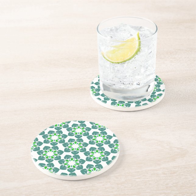 Leaf Pattern, Pattern Of Leaves, Green Leaves Coaster (Side)