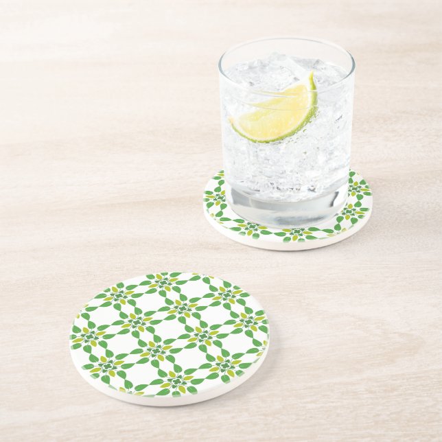 Leaf Pattern, Pattern Of Leaves, Green Leaves Coaster (Side)