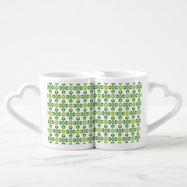 Leaf Pattern, Pattern Of Leaves, Green Leaves Coffee Mug Set (Front Nesting)