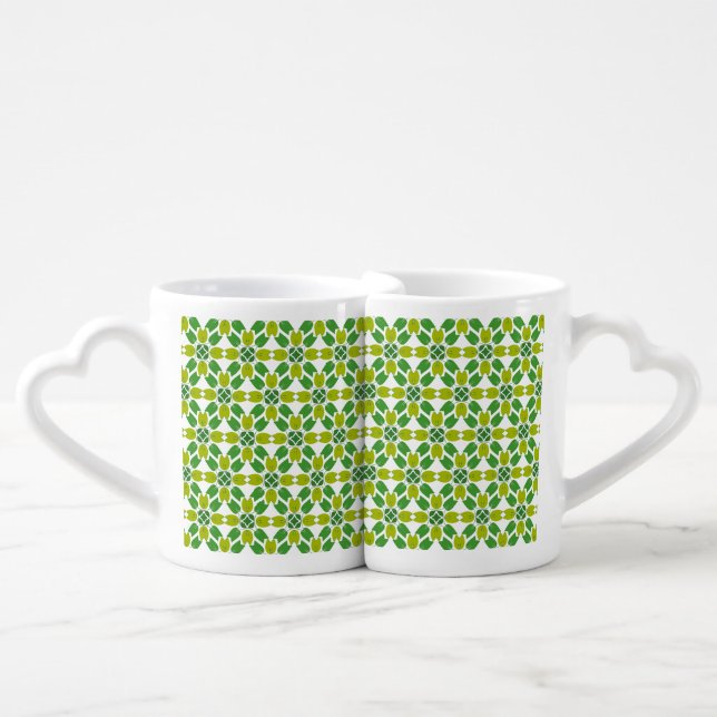 Leaf Pattern, Pattern Of Leaves, Green Leaves Coffee Mug Set (Front Nesting)