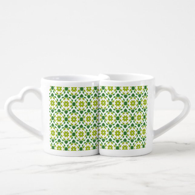 Leaf Pattern, Pattern Of Leaves, Green Leaves Coffee Mug Set (Front Nesting)