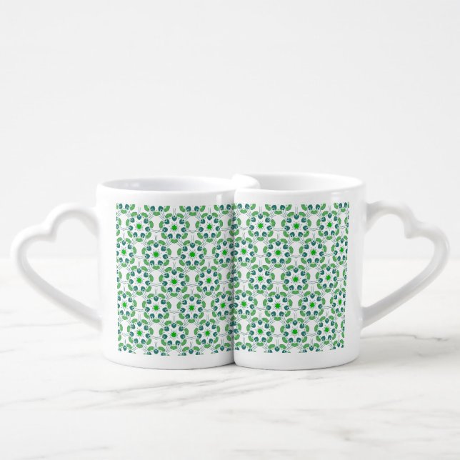 Leaf Pattern, Pattern Of Leaves, Green Leaves Coffee Mug Set (Front Nesting)