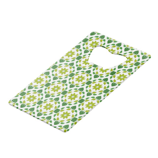 Leaf Pattern, Pattern Of Leaves, Green Leaves Credit Card Bottle Opener (Front Angled)