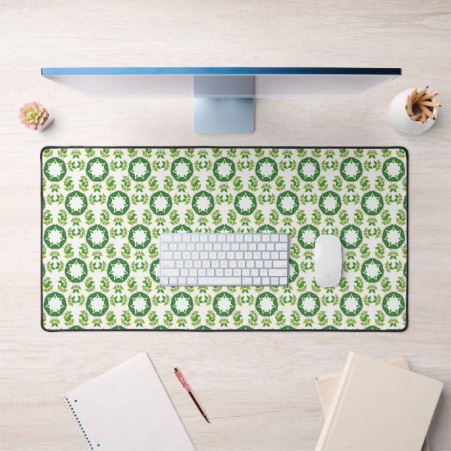 Leaf Pattern, Pattern Of Leaves, Green Leaves Desk Mat (Office 1)