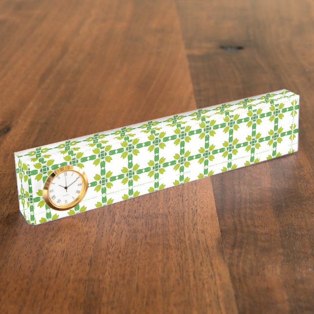 Leaf Pattern, Pattern Of Leaves, Green Leaves Desk Name Plate (Side)
