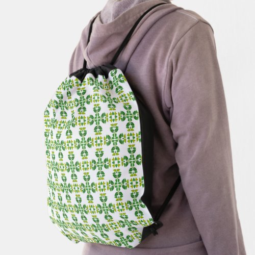 Leaf Pattern Pattern Of Leaves Green Leaves Drawstring Bag