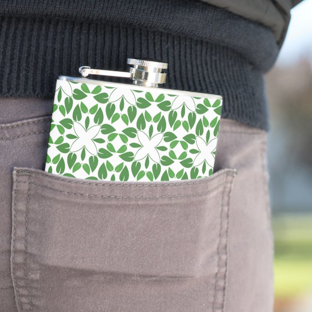 Leaf Pattern, Pattern Of Leaves, Green Leaves Flask (In Situ)