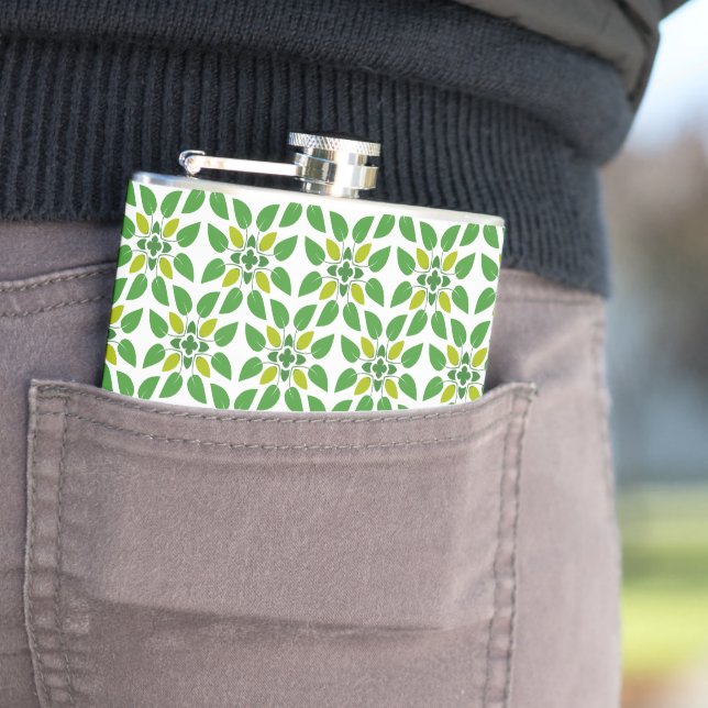 Leaf Pattern, Pattern Of Leaves, Green Leaves Flask (In Situ)