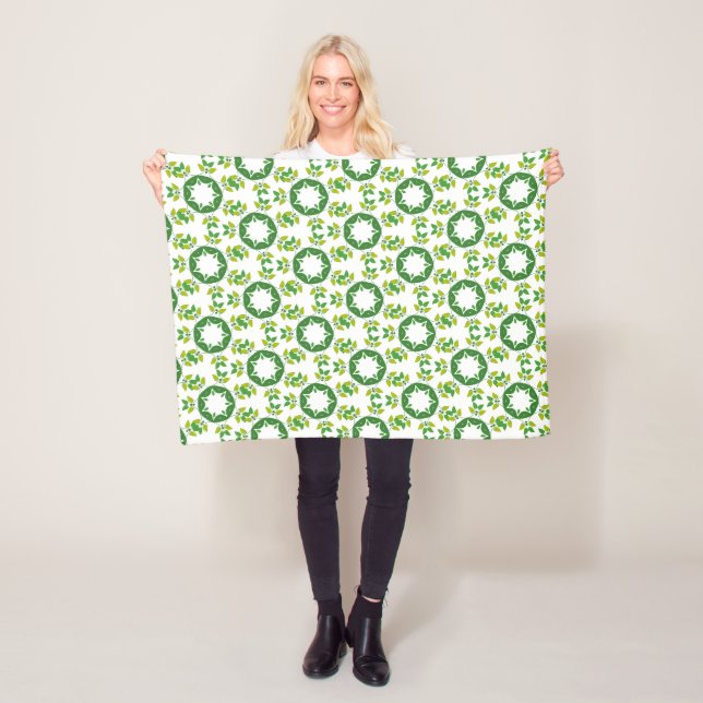Leaf Pattern, Pattern Of Leaves, Green Leaves Fleece Blanket (In Situ)