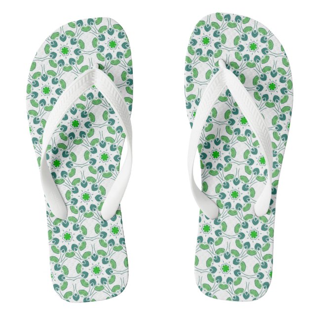 Leaf Pattern, Pattern Of Leaves, Green Leaves Flip Flops (Footbed)
