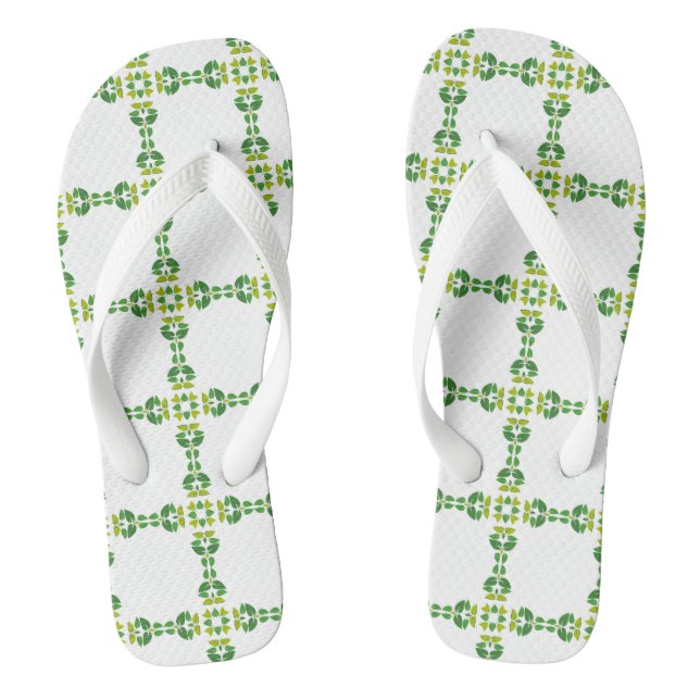 Leaf Pattern, Pattern Of Leaves, Green Leaves Flip Flops (Footbed)