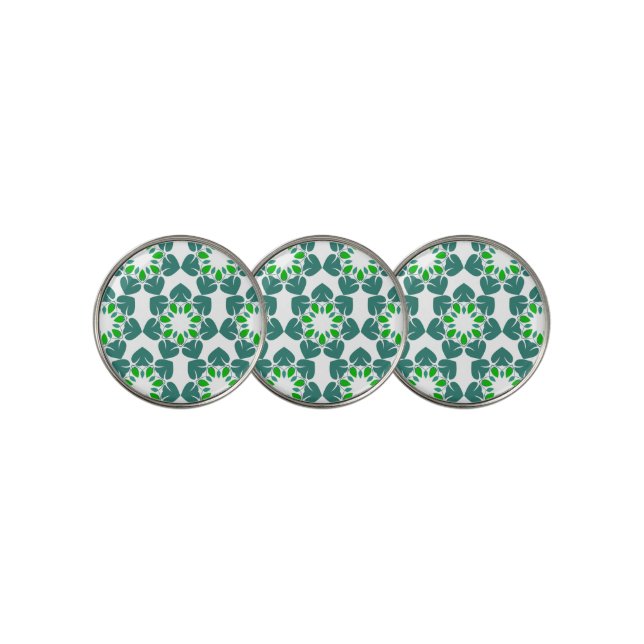 Leaf Pattern, Pattern Of Leaves, Green Leaves Golf Ball Marker (3 Up)