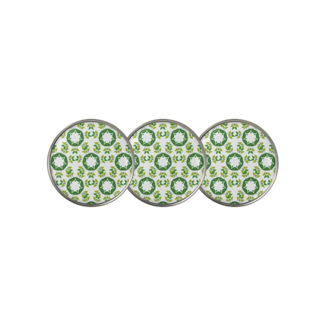 Leaf Pattern, Pattern Of Leaves, Green Leaves Golf Ball Marker (3 Up)