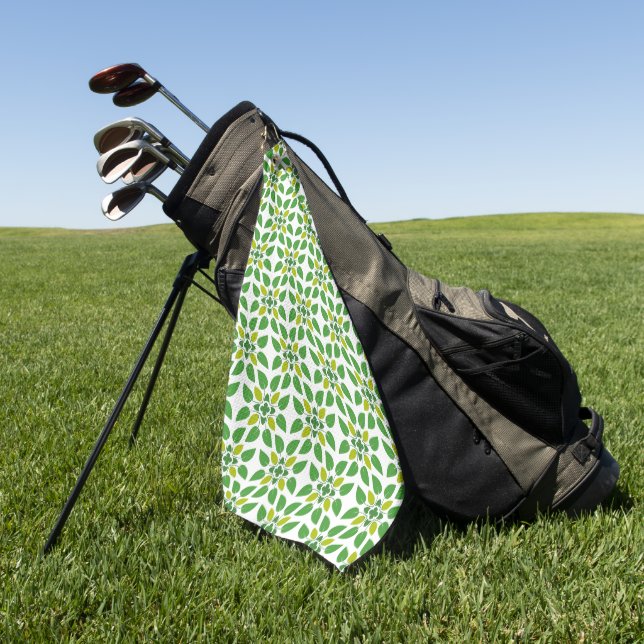 Leaf Pattern, Pattern Of Leaves, Green Leaves Golf Towel (Green)