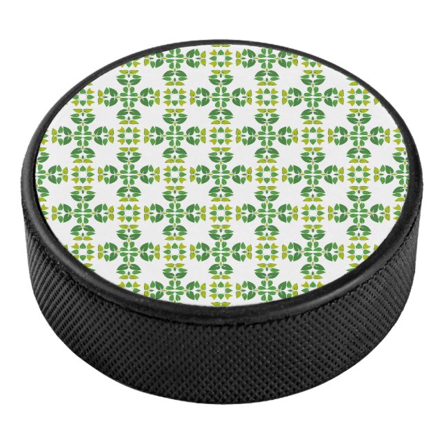 Leaf Pattern, Pattern Of Leaves, Green Leaves Hockey Puck (3/4)