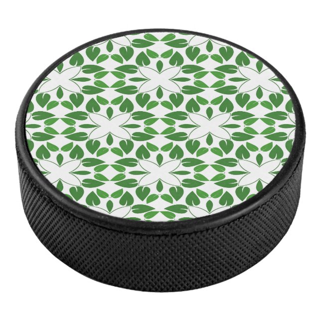Leaf Pattern, Pattern Of Leaves, Green Leaves Hockey Puck (3/4)