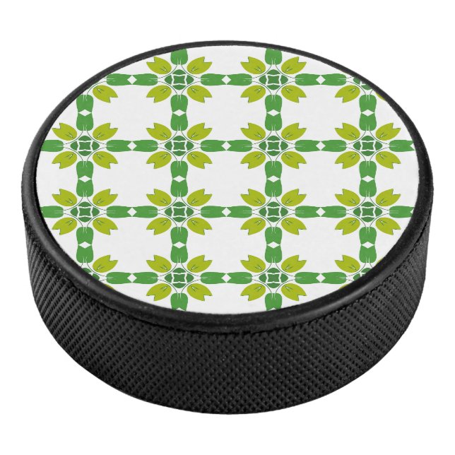 Leaf Pattern, Pattern Of Leaves, Green Leaves Hockey Puck (3/4)