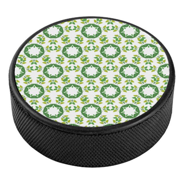 Leaf Pattern, Pattern Of Leaves, Green Leaves Hockey Puck (3/4)