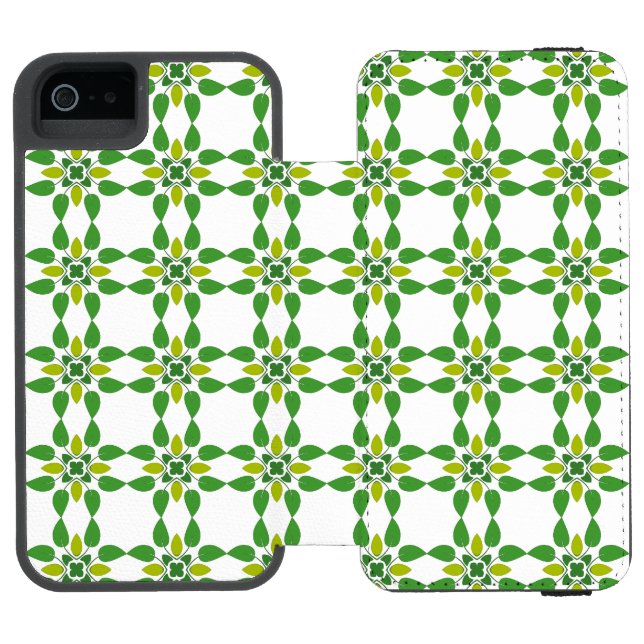 Leaf Pattern, Pattern Of Leaves, Green Leaves Incipio iPhone Wallet Case (Folio Open)