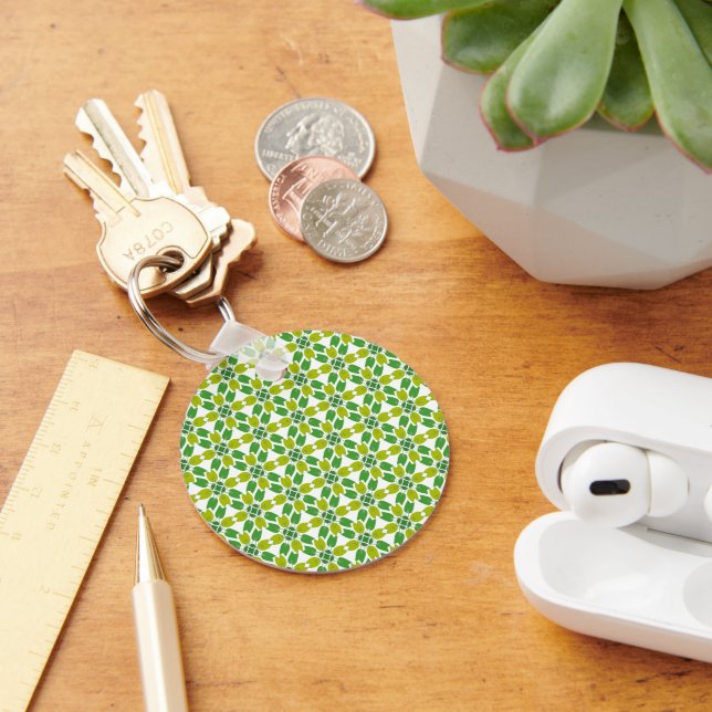 Leaf Pattern, Pattern Of Leaves, Green Leaves Keychain (Desk)