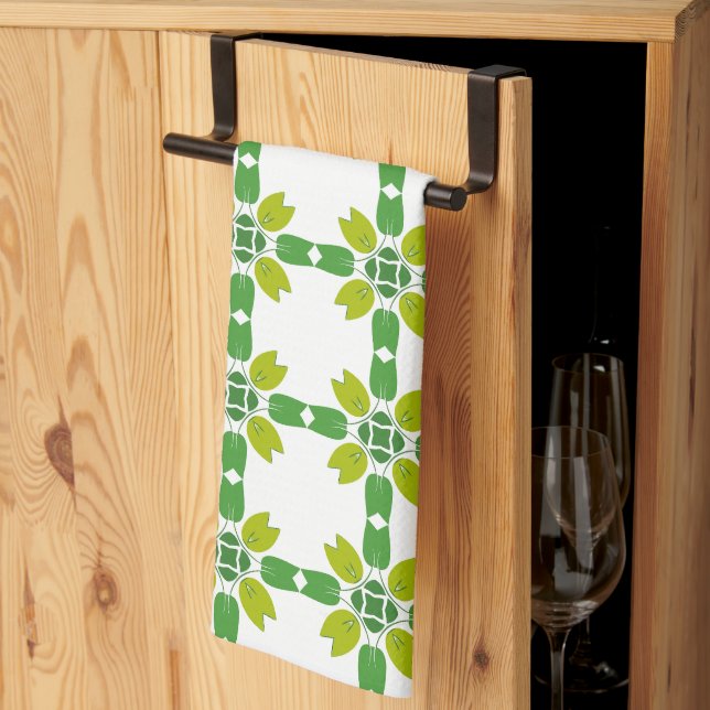 Leaf Pattern, Pattern Of Leaves, Green Leaves Kitchen Towel (Thirds Fold)