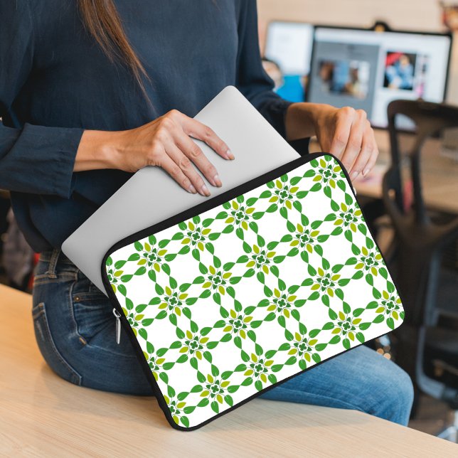 Leaf Pattern, Pattern Of Leaves, Green Leaves Laptop Sleeve (Creator Uploaded)