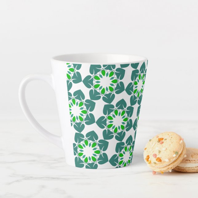 Leaf Pattern, Pattern Of Leaves, Green Leaves Latte Mug (In Situ)