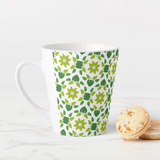 Leaf Pattern, Pattern Of Leaves, Green Leaves Latte Mug (In Situ)
