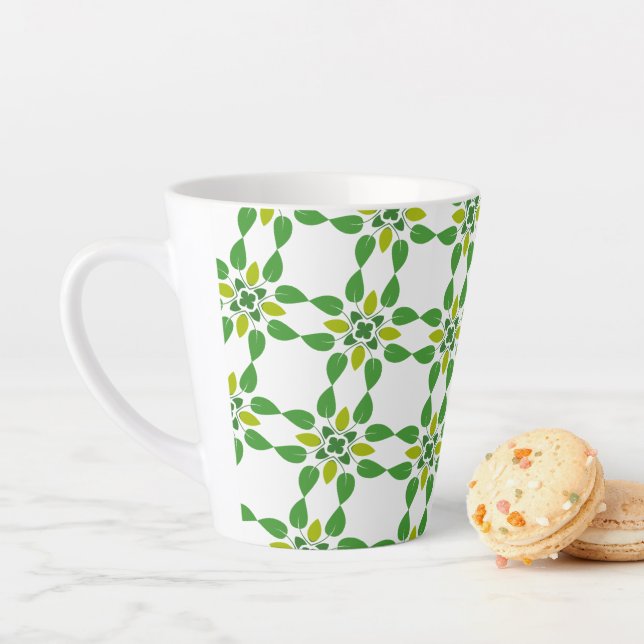Leaf Pattern, Pattern Of Leaves, Green Leaves Latte Mug (In Situ)