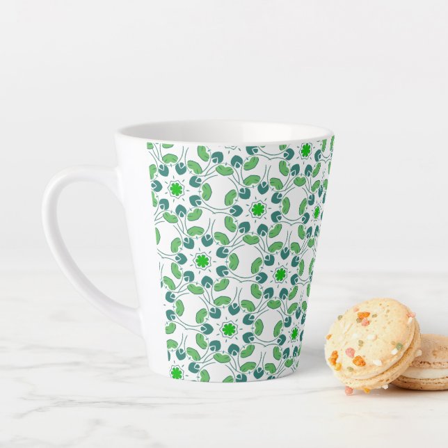 Leaf Pattern, Pattern Of Leaves, Green Leaves Latte Mug (In Situ)
