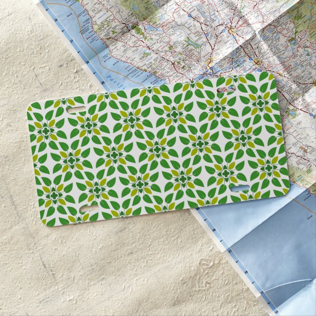 Leaf Pattern, Pattern Of Leaves, Green Leaves License Plate (In Situ)