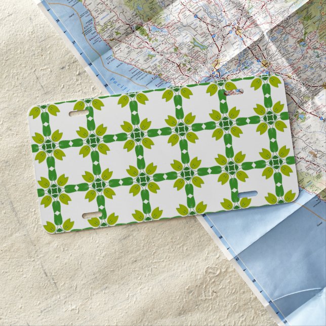 Leaf Pattern, Pattern Of Leaves, Green Leaves License Plate (In Situ)