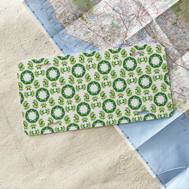Leaf Pattern, Pattern Of Leaves, Green Leaves License Plate (In Situ)