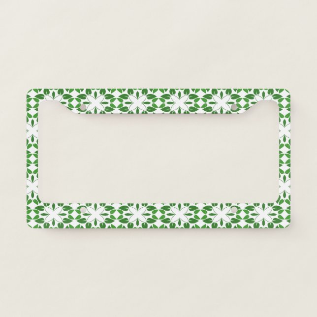 Leaf Pattern, Pattern Of Leaves, Green Leaves License Plate Frame (Front)