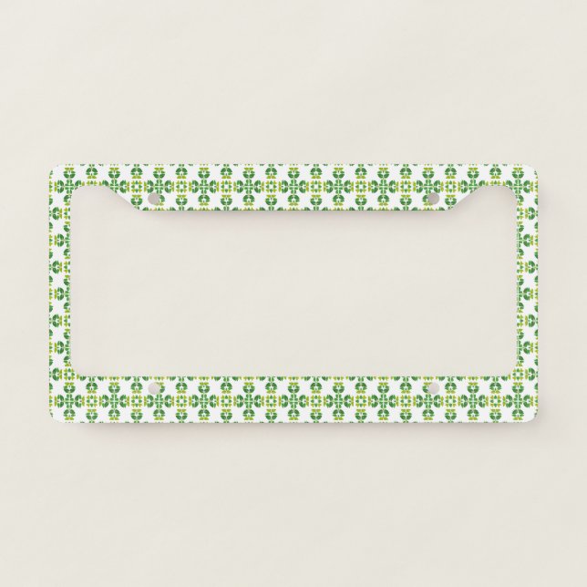 Leaf Pattern, Pattern Of Leaves, Green Leaves License Plate Frame (Front)